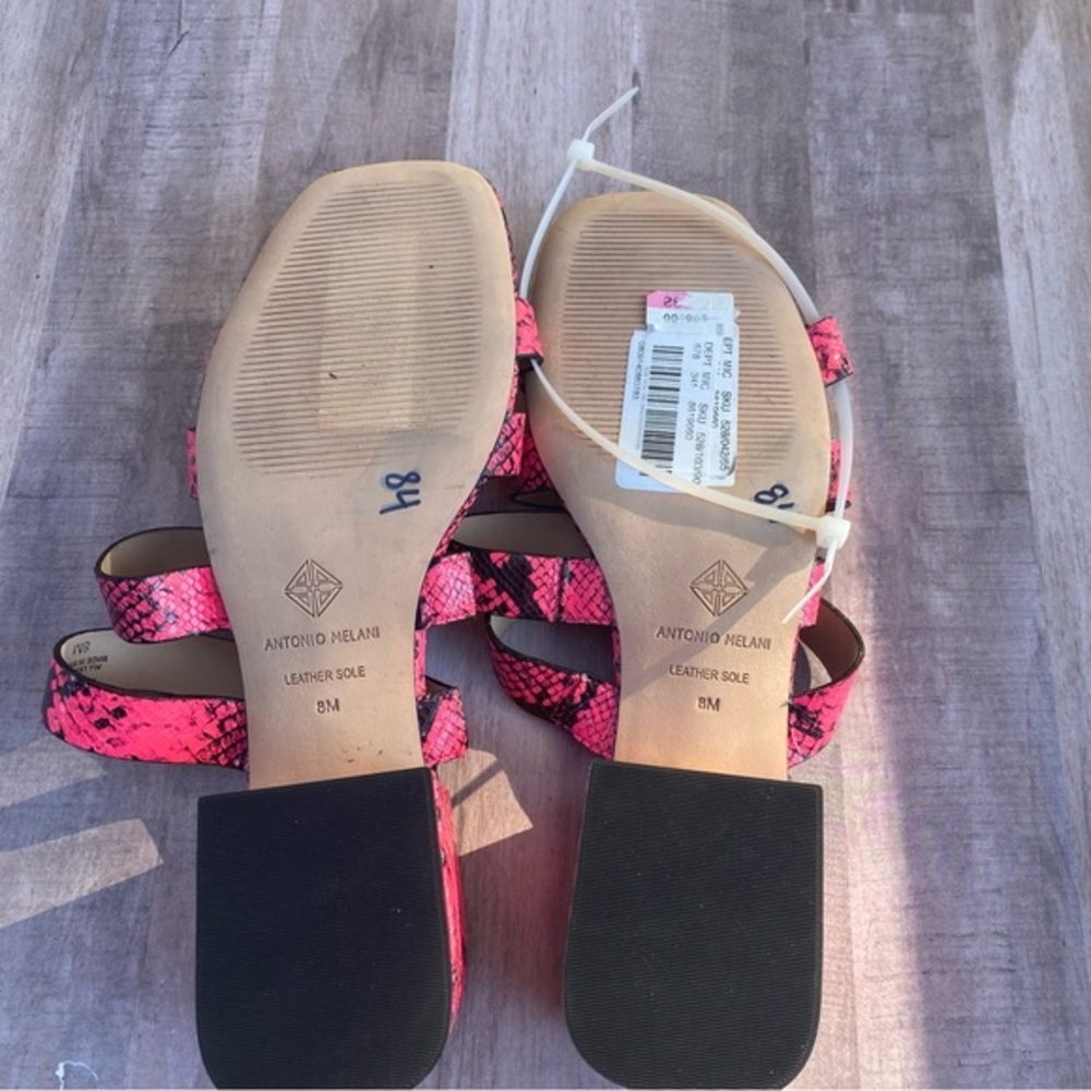 ANTONIO MELANI pink snakeskin slip on heeled sandals sz 8 - Picture 4 of 4